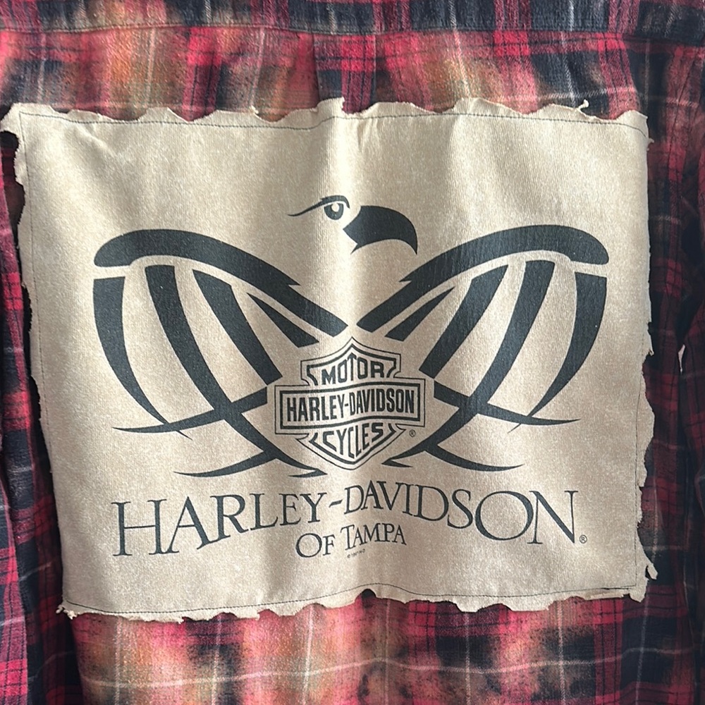 Upcycled 1997 Harley-Davidson Patchwork Flannel S… - image 2